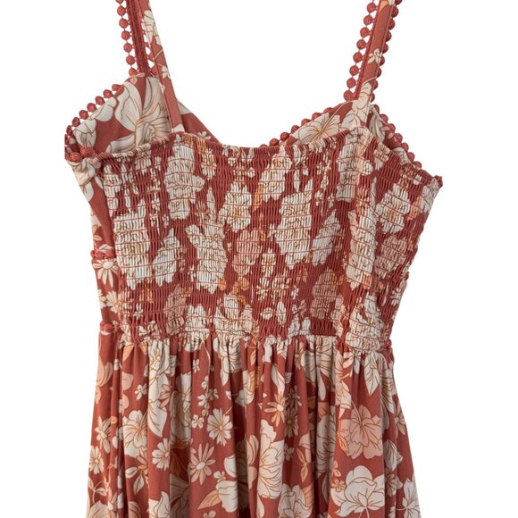 No Boundaries Floral High Low Dress Womens S Rust White - Picture 6 of 7